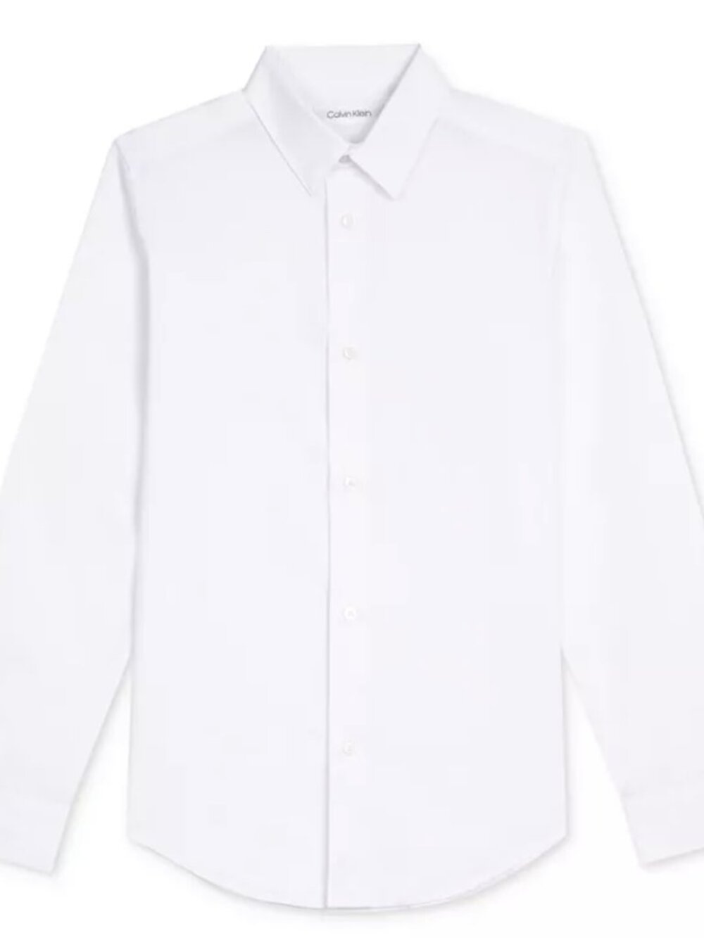 Calvin Klein Big Boys Slim Fit Solid Stretch Poplin Dress Shirt White 18 NWT